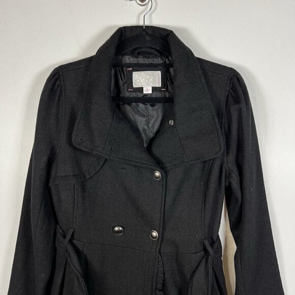XHILIRATION Black Wool Blend Pea Coat Women’s Size Large Outerwear Winter NWT - Picture 4 of 12
